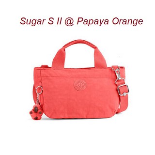 Kipling Sugar S II Papaya Orange กระเป๋าหิ้วกุ๊กกิ๊ก หรือสะพายน่ารัก ในรุ่นที่ 2 ขนาด L 11.5 x H 6.25 X D 6 นิ้ว