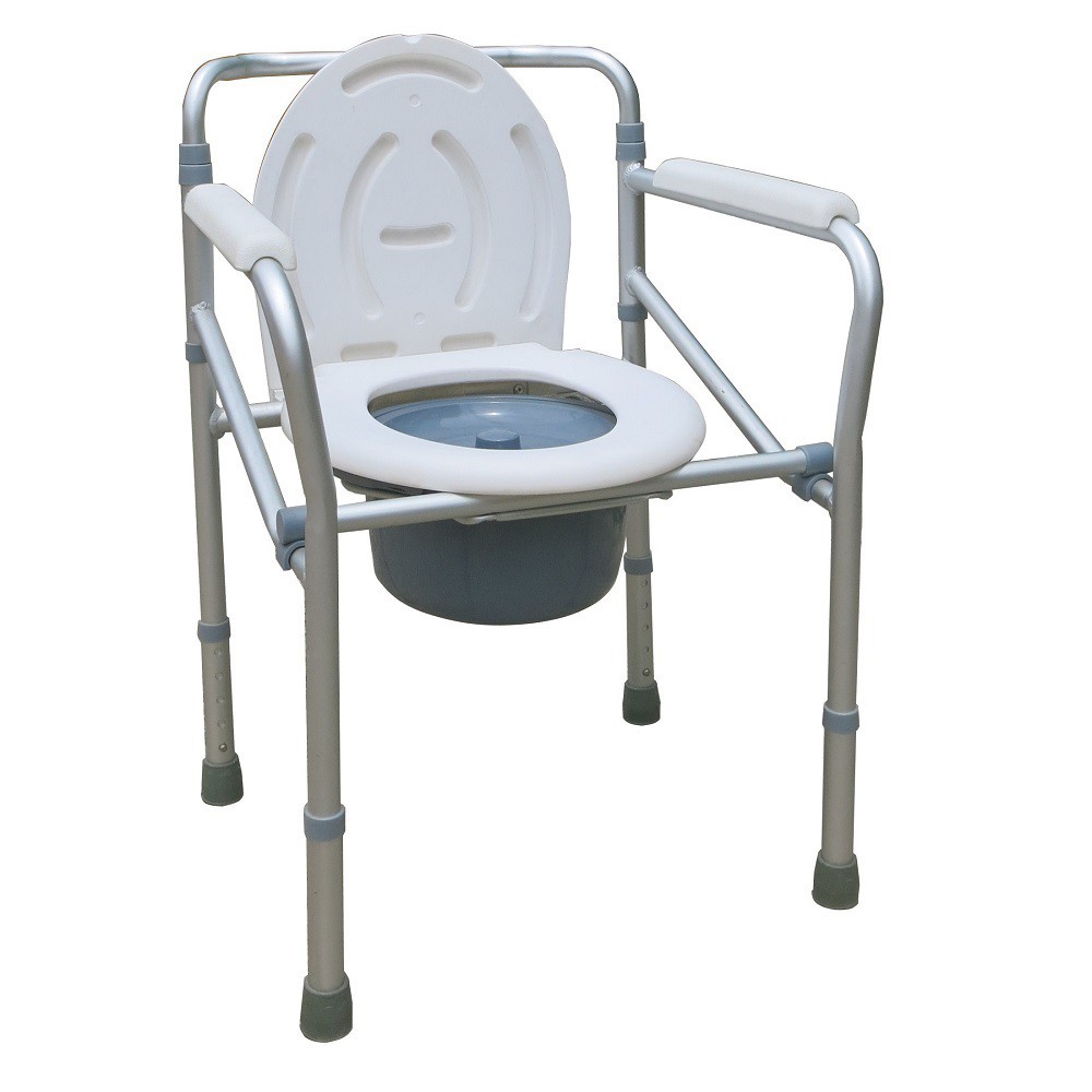 เก้าอี้นั่งถ่ายพับได้ปรับได้ ทำจาก อลูมิเนียม*** สีขาว เก้าอี็นั่งถ่าย  แข็งแรงทนทานนนน commode chair aluminium