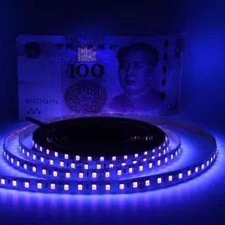 12v UV LED Strip อัลตราไวโอเลต 395-405nm 2835 SMD 60leds 120leds กันน้ํา 2pin สายไฟดําเนินการเทปโคมไฟสําหรับ DJ Fluorescence Party