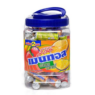 เมนทอส มินิ ฟรุตมิกซ์ (เลมอน , ส้ม , สตรอเบอร์รี่) ขนาด 10กรัม 50แท่ง FRUIT CANDY MINI MENTOS