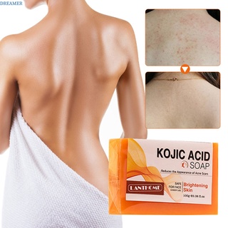 【DREAMER】LANTHOME Kojic Acid Whitening Facial Soap Deep Cleansing Lightening Dark Spot Melanin Moisturizing Brighten Skin Tone Face Body Skin Bleaching Soap