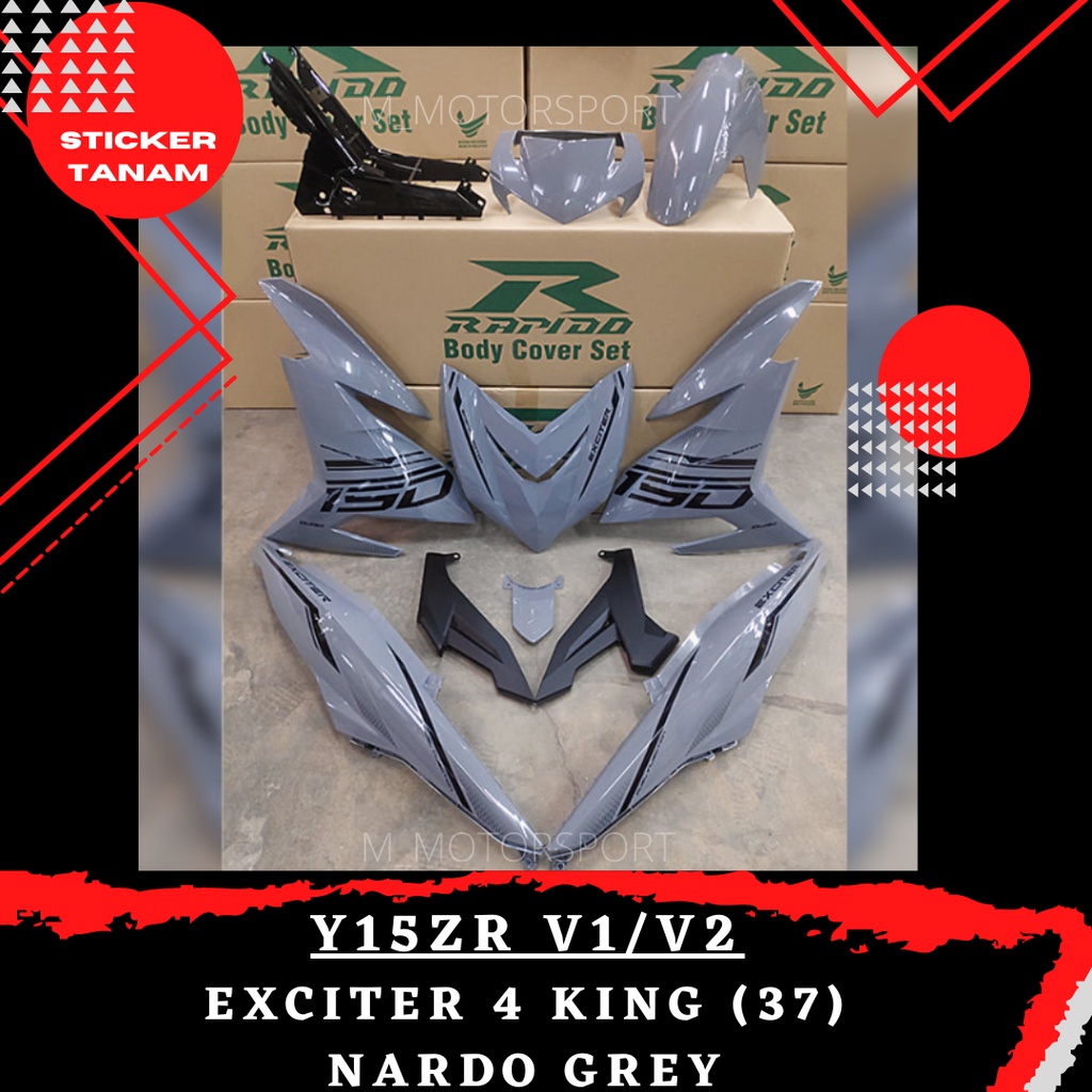 ชุดฝาครอบ RAPIDO Y15ZR V1/V2 EXCITER 4 KING (37) NARDO GREY (STICKER TANAM/AIRBRUSH) COVERSET