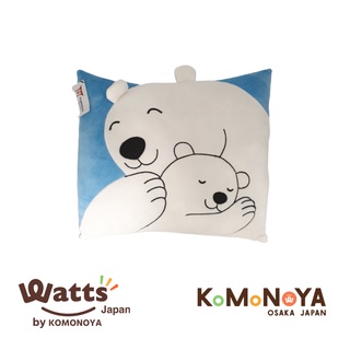 Komonoya หมอนเหลี่ยมสีฟ้าขาว ลายหมีแม่ลูก ขนาด 42x36 ซม.