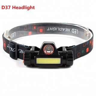 D37 ไฟฉายคาดหัว USB Rechargeable Headlight ไฟฉายชาร์จไฟ Outdoor Headlamp COB+ XPE Light Head flashlight With Magnet