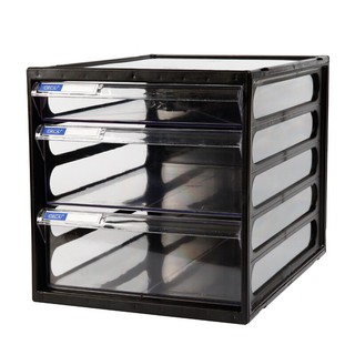 ตู้เอกสาร 3 ชั้น โครงสีดำ ลิ้นชักสีขาวใส ออร์ก้า CFB-3/3-Drawer Cabinet, Black Frame, Clear White Drawer, ORCA CFB-3