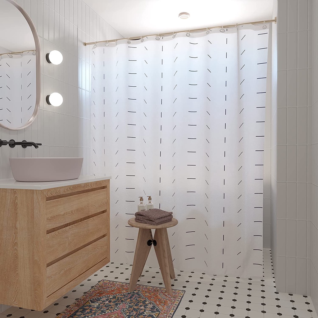 แนะนำ ผ้าม่าน ผ้าม่านห้องน้ำ ม่านห้องน้ำ ขนาดใหญ่ 180X180cm มีห่วงตะขอ12ตัว ม่านอาบน้ำพลาสติก กันน้ำ bath curtain_buildmaster ราคาพิเศษ มีเก็บเงินปลายทาง