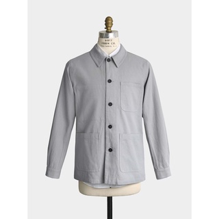 [JBB*] LIGHT GREY CANVAS COTTON CHORE JACKET เจบีบี แจ็กเก็ต แจ็คเก็ตลำลองผู้ชาย สไตล์วินเทจ ผ้าคอตตอน สีเทาอ่อน