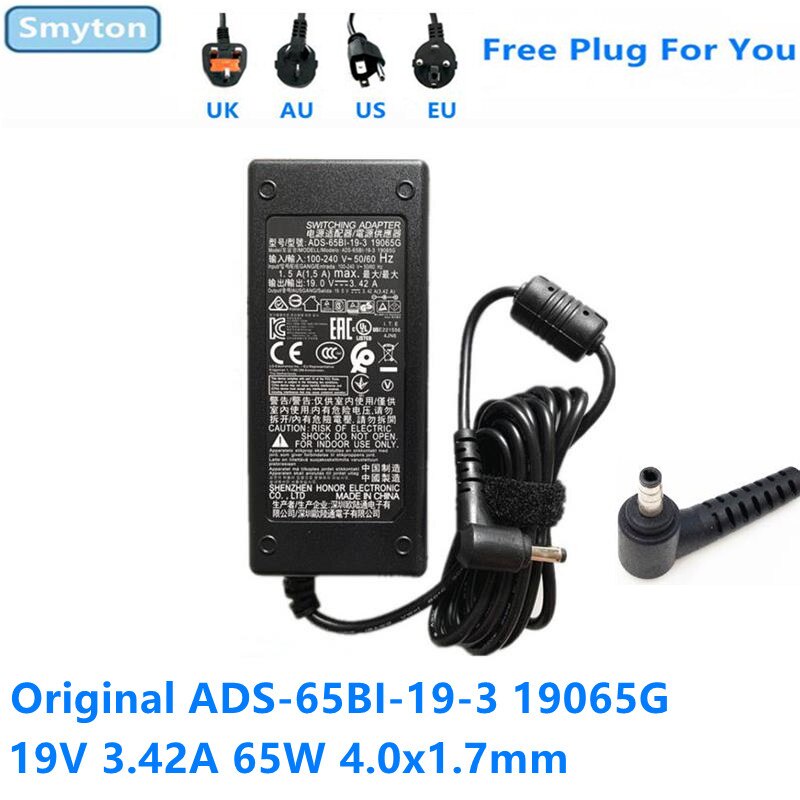 65W AC Adapter Charger ADS-65BI-19-3 19065G สําหรับ LG 19V 3.42A 4.0x1.7 มม.แล็ปท็อปอะแดปเตอร์จ่ายไฟ