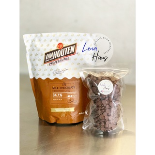 Van Houten 34.1% ขนาด 100 g / 500 g Milk Chocolate Couverture Coin แวนฮูเต็น มิลค์ช็อคโกแลตแท้