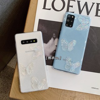 เคสโทรศัพท์มือถือ สีใส ลายผีเสื้อ แต่งกลิตเตอร์ สำหรับ Samsung Galaxy s21 ultra s21plus note8 note9 note10 plus note20 ultra + s10 plus s20 plus s20 ultra