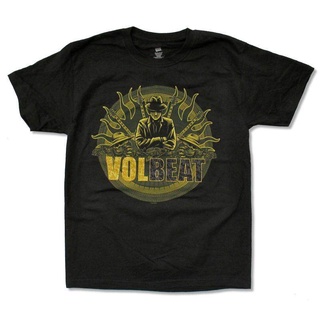 เสื้อยืดลําลอง แขนสั้น พิมพ์ลาย Volbeat Gangster Flames เหมาะกับของขวัญวันเกิด สไตล์คลาสสิก สําหรับผู้ชาย