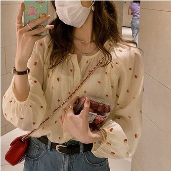 พร้อมส่ง : เสื้อแขนยาวปักลายดอกไม้ใส่สบาย [B20]