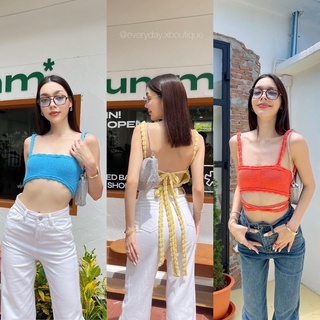 Cheri Knit top 🧡💙💛(320฿ฟรีส่ง) สีสันต้องมาา!! คอลนี้ที่ต้องมี ใส่ได้ทุกฤดู ใส่แล้วน่ารักละมุน เสื้อสายเดี่ยวผ้านิตถักทอ