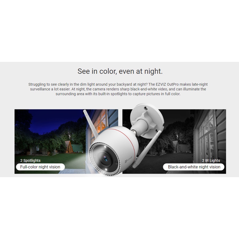 Ezviz C3TN OutPro 3MP กล้องวงจรปิดภายนอก (EZV-C3TN-A01H3WKFL) Wi-Fi Camera