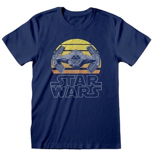 เสื้อยืดคอกลมcrew neckเสื้อยืดลําลอง แขนสั้น พิมพ์ลาย Star Wars Tie Fighter Moon แฟชั่นฤดูร้อน สําหรับผู้ชายS-4XL