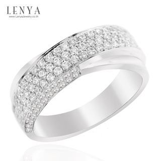 Lenya Jewelry แหวนเพชร DiamondLike ดีไซน์สุดคลาสสิคเพชร DiamondLike เรียงแถวซ้อนกัน 2 วง บนตัวเรือนเงินแท้ชุบทองคำขาว