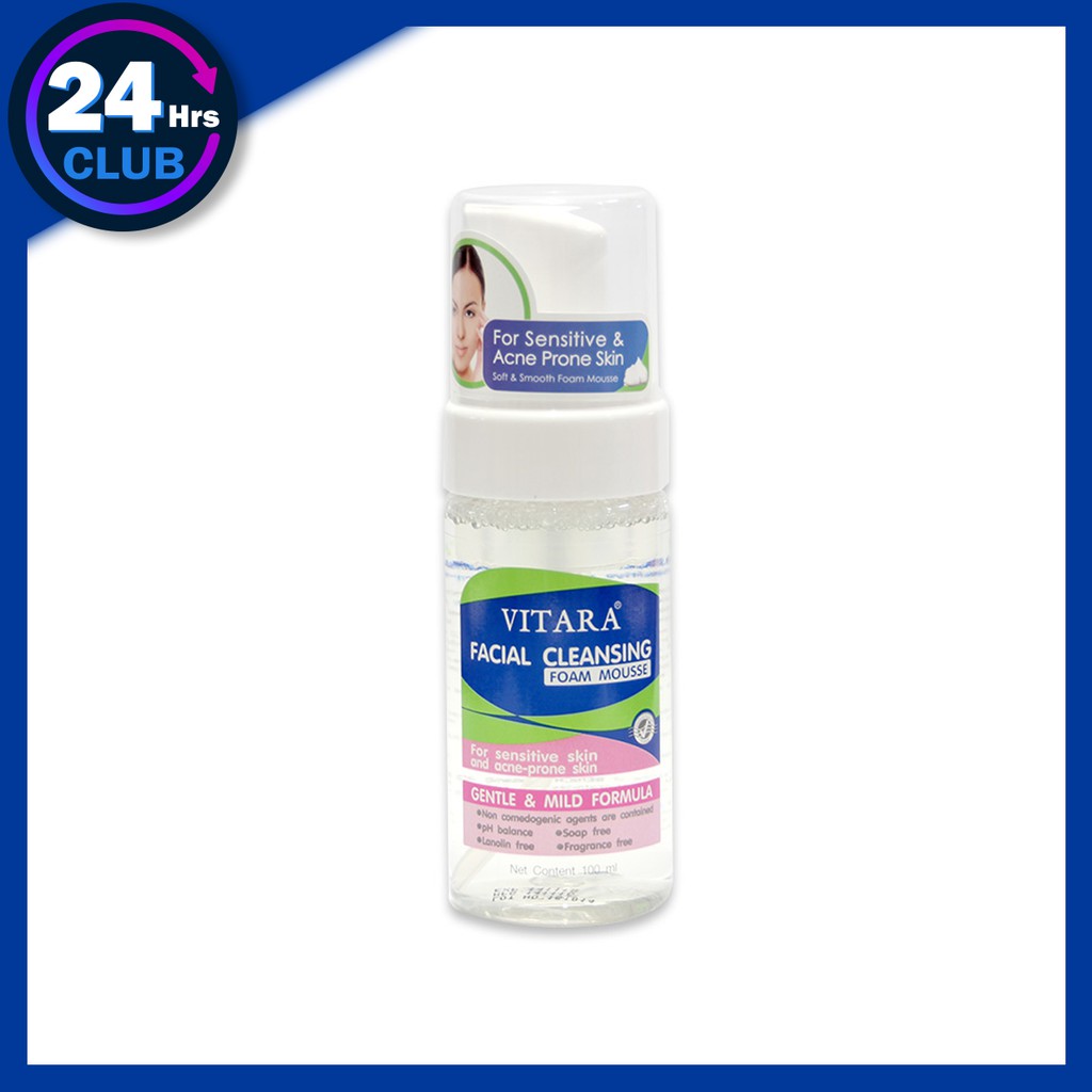 $$VITARA FACIAL CLEANSING FOAM MOUSSE 100 ml ไวทาร่า โฟมมูส โฟมล้างหน้า คลีนซิ่งโฟม ป้องกันสิว