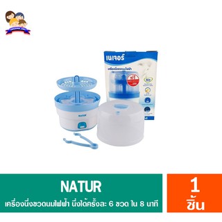 NATUR เครื่องนึ่งขวดนมไฟฟ้า รุ่น8นาที แถมฟรี ขวดนม 8 ออนซ์ และ 4 ออนซ์อย่างละ 2 ขวด