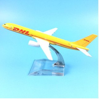 โมเดลเครื่องบิน DHL Boeing 757 (16 cm) ทำด้วยเหล็ก สวย งานละเอียด - ของขวัญ ของเล่น ตั้งโชว์เสริมฮวงจุ้ย