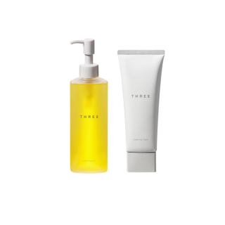 [DUO Set] THREE Cleansing Oil 185 ml. + Clearing Foam 100 g. สูตรสำหรับผิวบอบบาง แพ้ง่าย