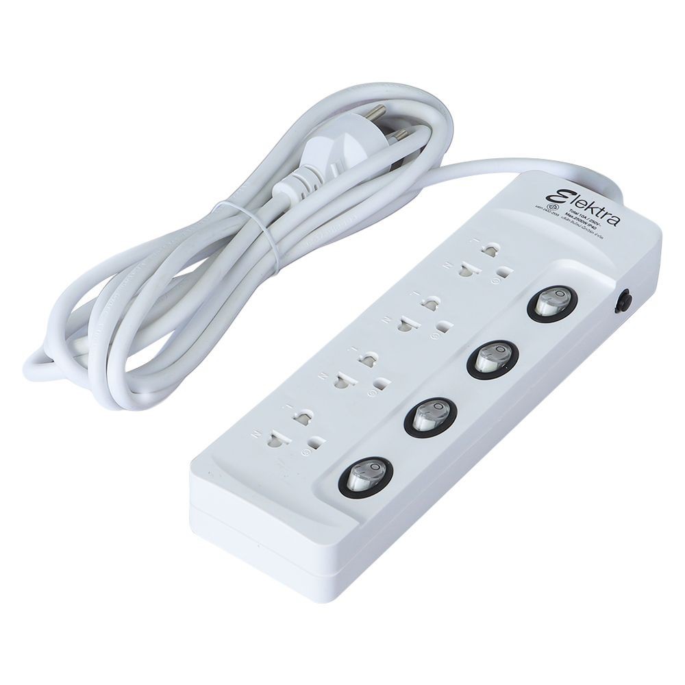 รางปลั๊กไฟ 4 ช่อง 4 สวิตช์ ELEKTRA ET443M-SCL 3 ม.  POWER STRIP ELEKTRA ET443M-SCL 4-OUTLET 4-SWITCH