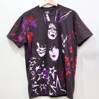 เสื้อวงKISS ลายโอเวอร์ปริ้น ตะเข็บเดี่ยวบนล่าง สไตล์วินเทจ สกรีนทั้งตัว ผ้านอก เสื้อOVP เสื้อโอเวอร์ไซส์ เสื้อวงดนตรี