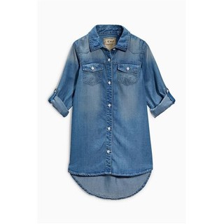 Next Girls Denim Longline Shirt Dress