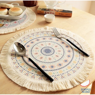 พร้อมส่ง! ผ้ารองจาน รองชาม Placemat สไตล์นอร์ดิก มินิมอล ลายน่ารัก ลายแมนดาลา ทรงกลม