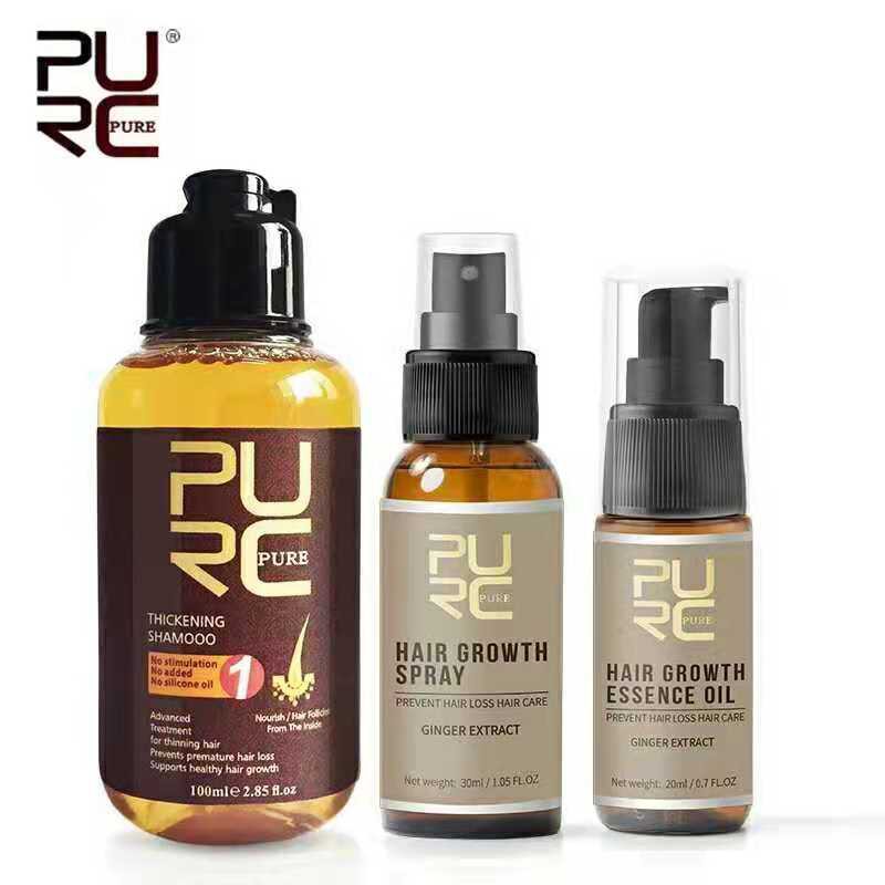 PURC  Hair Loss Set Thickening Shampoo & Hair Essence oil & Hair Growth Spray Hair Loss Treatment He