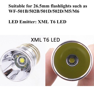 ลูกปัดโคมไฟ led XM-L T6 10W 6500k 26.5 มม. สีขาว สําหรับไฟฉาย 501B 502B M5 M6 DIY