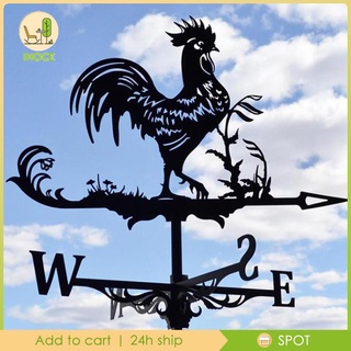 Decorative Wind Vane Weather Vane Garden Mount Yard Stake, Stainless Steel Rooster Weather Vane Farm Durable Scene - Black