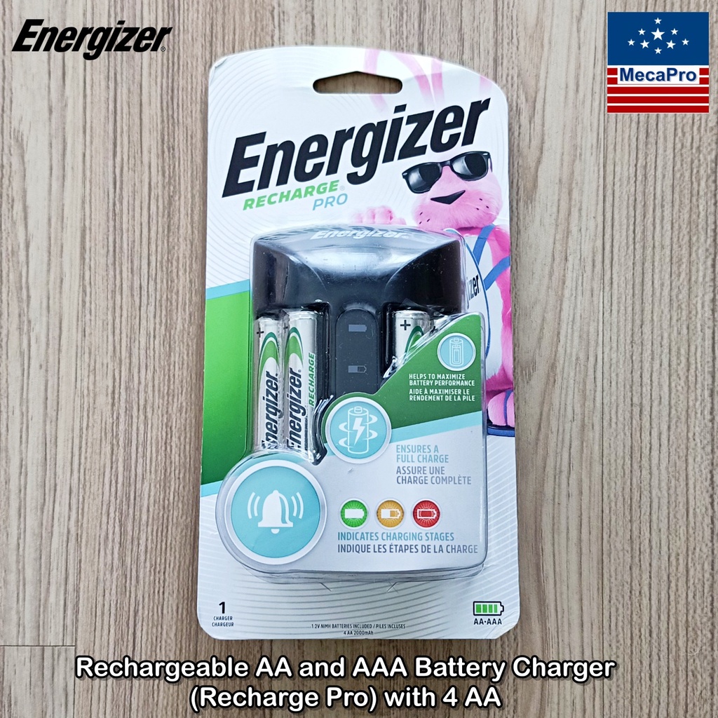 Energizer® Rechargeable AA and AAA Battery Charger (Recharge Pro) + 4 AA Batteries เครื่องชาร์จถ่าน พร้อมถ่าน AA 4 ก้อน