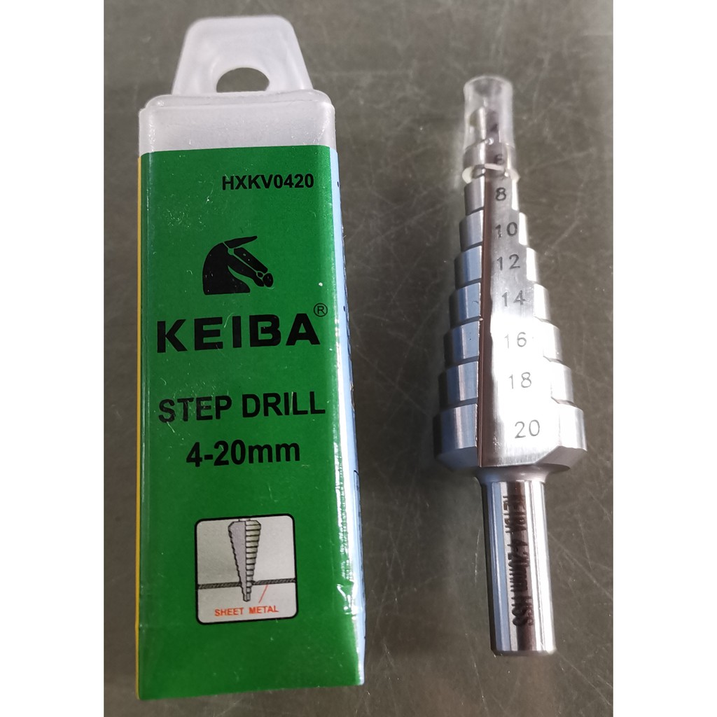 KEIBA 9601002 HXKV0420 ดอก​สว่าน​ step​ drill​ HSS​ M2​ 9STEP​/4-20mm​ ดอกเจดีย์​ keiba KE-9601002