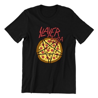 [COD]ขายดี เสื้อยืดลําลอง แขนสั้น พิมพ์ลาย Pizza Slayer สีดํา สไตล์คลาสสิก IFckfj20KGoijh56