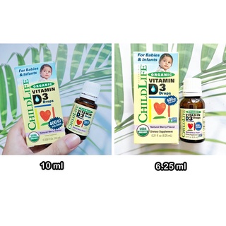 63% OFF ราคา Sale!!! โปรดอ่าน Exp: 01/2022 Vitamin D3 Drops Natural Berry 400 IU 6.25 or 10 ml (ChildLife®) D-3 D 3