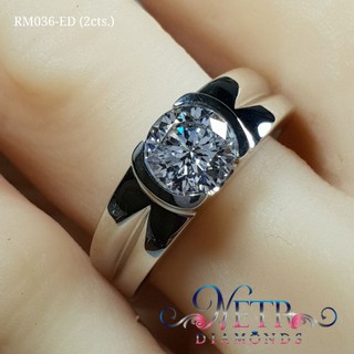 แหวนเพชรเม็ดเดี่ยว 2 กะรัต เพชรเลียนแบบเพชรแท้ ทำจาก เพชร CZ, Cubic Zirconia หรือ เพชรโคลนนิ่งเกรด7A เจียระไน 81 เหลี่ยม