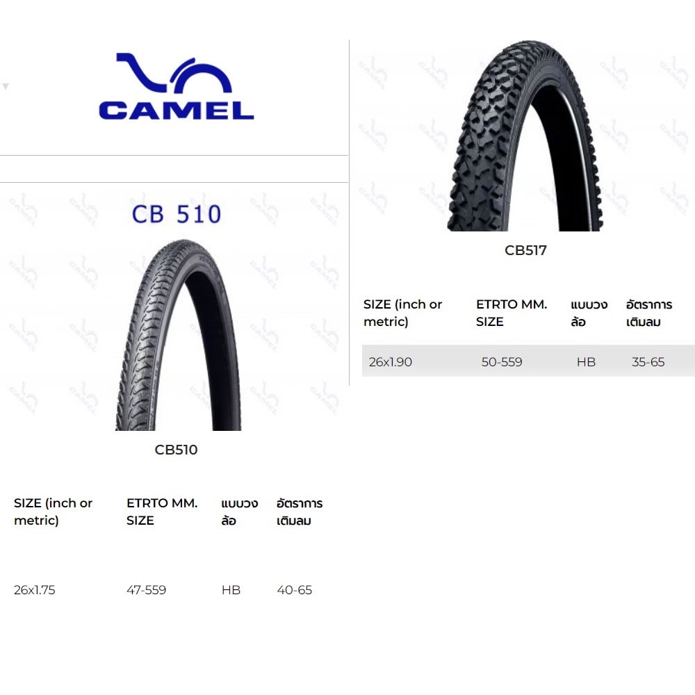 ยาง 26x1.75 / 26x1.90 ยี่ห้อ Camel