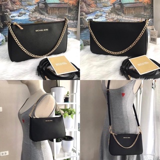 กระเป๋าสะพาย MICHAEL MICHAEL KORS JET SET TRAVEL 35SOGTVU6L BLACK MD ZIP POUCHETTE LEATHER