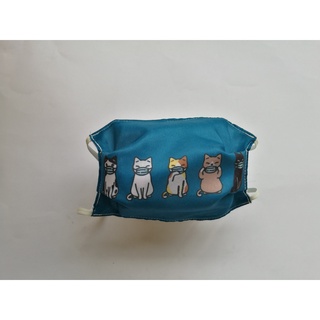 ลาย แมวปิดปาก 5 ตัว  มัสลิน 3 ชั้น ป้องกันฝุ่น ป้องกันละออง / 5 Cats with Mask Fashion Mask Fabric