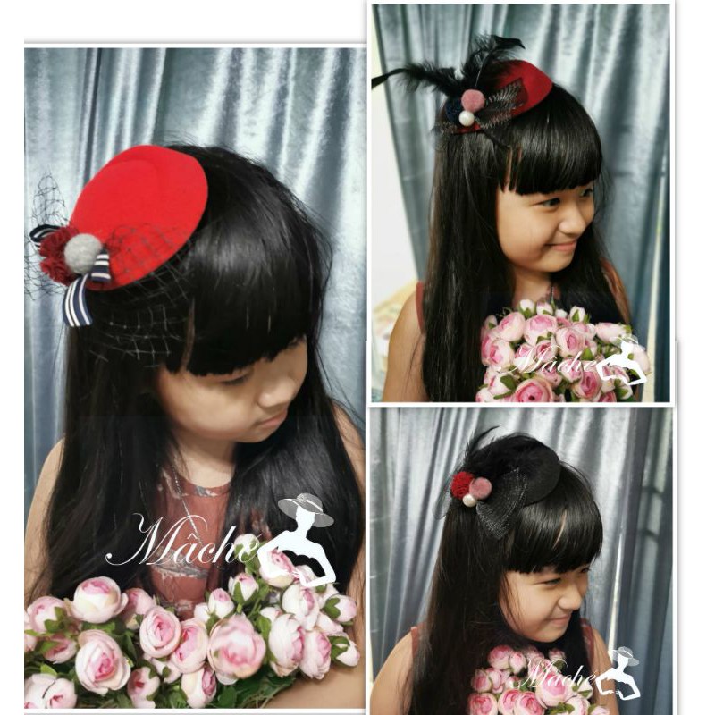SET N012 หมวกกิ๊บเด็ก​ หมวกผู้ดีอังกฤษ หมวกกิ๊บคุณหนูผู้ดีอังกฤษ​ หมวกแนวผู้ดีอังกฤษ  สำหรับใส่ออกงาน #หมวกผู้ดีอังกฤษ