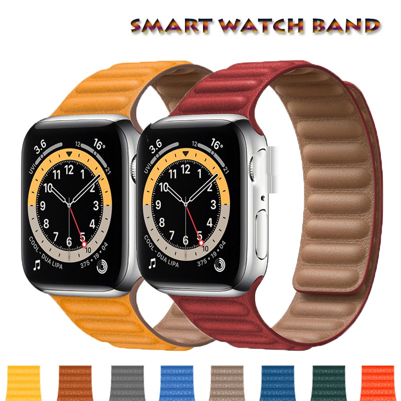 สายนาฬิกาข้อมือหนัง แบบแม่เหล็ก สําหรับ Smart Watch 8 49มม. 7 41/45 มม. 5 6 44/42 มม. iwatch 38 40 มม. W46 W26 + Dt100 W66 Hw12 T500 Iwo7