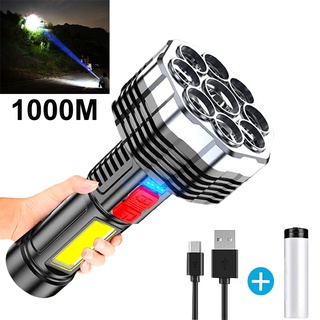 ไฟฉาย LED 1000 Lumens ชาร์จ USB แบบพกพา ขนาดเล็ก สําหรับกลางแจ้ง