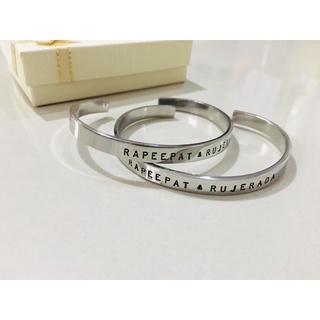 กำไลข้อมือสแตนเลส ❤️เครื่องประดับสลักชื่อวงละ139.- สลักได้วงละ15อักษร  🎁ของขวัญวันวาเลนไทน์