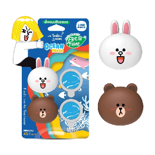 FreshTime x LINE FRIENDS น้ำหอมปรับอากาศ คลิปช่องแอร์ กลิ่น OCEAN FRESH (Vent Clip Air Freshener) หอมสะอาด สดชื่น