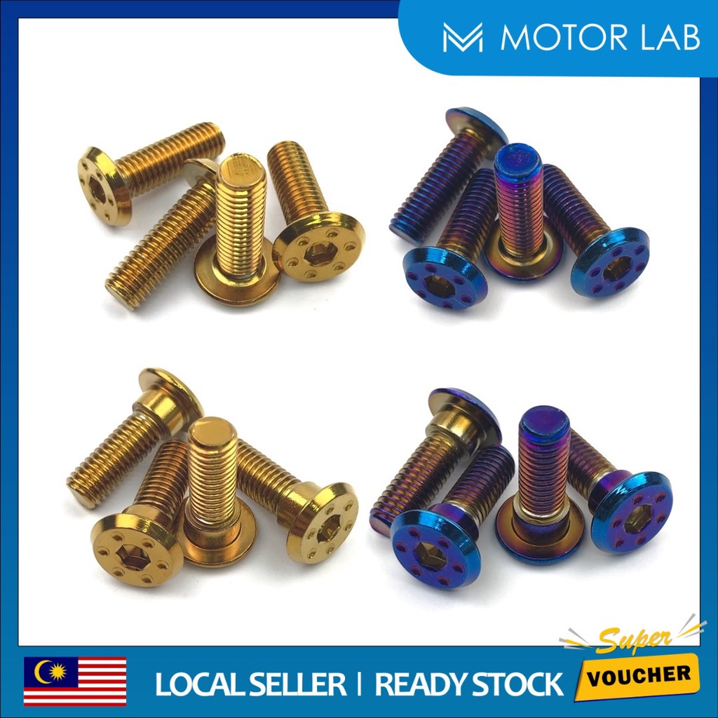 (1 ชิ้น) จานดิสก์เบรกหน้าและหลัง SCREW SKRU PIRING DISC M8*25 TITANIUM GOLD Y15 Y16 LC135 Y125Z RXZ 