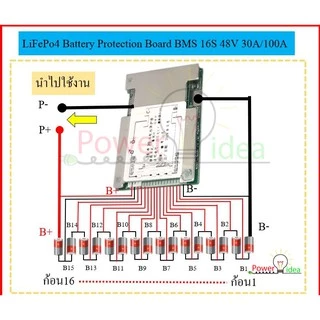 บอร์ด BMS 16S 48V 30A, 40A, 50A สำหรับแบต LiFePo4 32650 (3.2V) สำหรับ แบตเตอรี่ลิเธี่ยมฟอสเฟต พร้อมส่งจากไทย