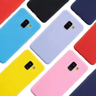 Samsung Galaxy A6 A8 Plus 2018 สีลูกกวาด บาง ด้าน TPU นุ่ม เคส