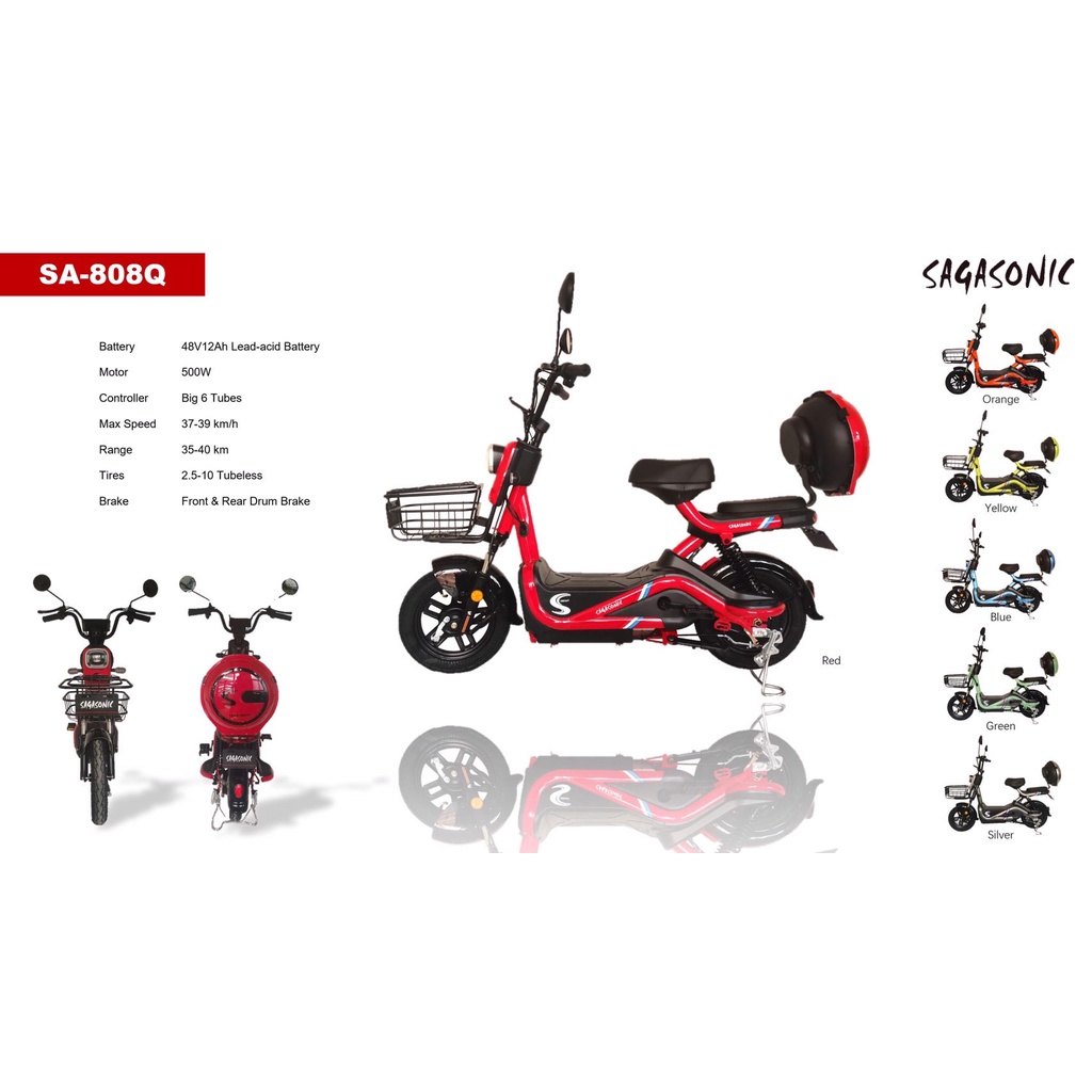 จักรยานไฟฟ้า มอเตอร์ไฟฟ้า รถไฟฟ้า รุ่น808 Electric Scooter  พร้อมBattery 48V12A สำหรับผู้ใหญ่ ประกอบ