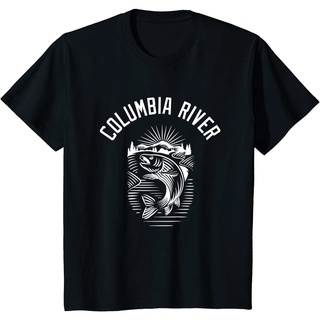 เสื้อยืดโอเวอร์ไซส์เสื้อยืดลําลอง แขนสั้น พิมพ์ลาย Columbia River fishing Washing Oregon คุณภาพสูง สไตล์เกาหลี วินเทจS-3