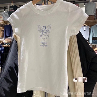 [S-5XL] [SR-STUDIO] Brandy Melville BM เสื้อยืดคอกลม แขนสั้น พิมพ์ลายผีเสื้อ เอลฟ์ แฟชั่นฤดูร้อน 22